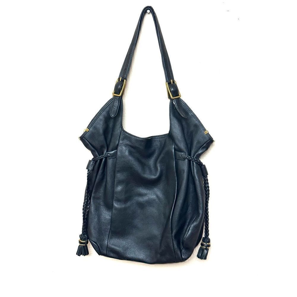 ELLIOT LUCCA SHOULDER BAG BLACK GENUINE SOFT LEATHER SATCHEL MAGNET CLOSURE - Picture 2 of 9